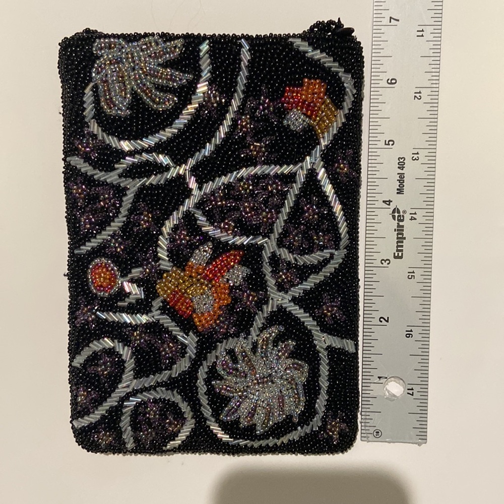 Vintage Christiana Hand-Beaded Crossbody Bag 90s Floral Statement, EC - Picture 6 of 9